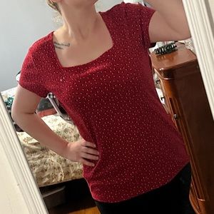 Tommy Hilfiger short sleeve women’s shirt - red with white flowers